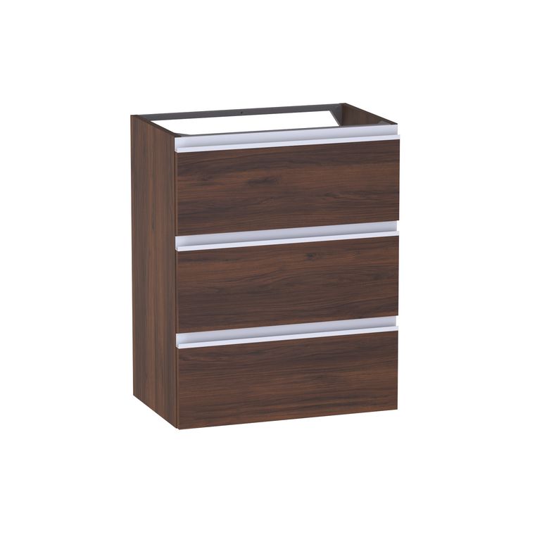 Meuble sous-vasque gain de place L.60 cm, 3 tiroirs, décor naturel FORMEO