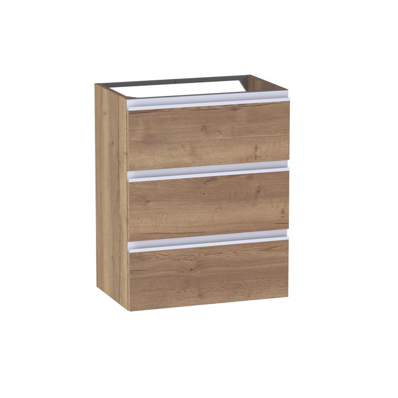Meuble sous-vasque gain de place L.60 cm, 3 tiroirs, décor naturel FORMEO