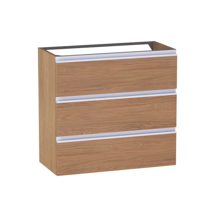 Meuble sous-vasque gain de place L.80 cm, 3 tiroirs, décor naturel FORMEO