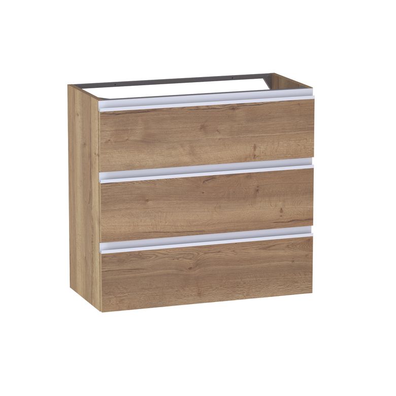 Meuble sous-vasque gain de place L.80 cm, 3 tiroirs, décor naturel FORMEO