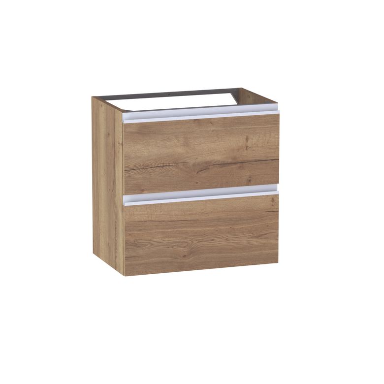 Meuble sous-vasque gain de place L.60 cm, 2 tiroirs, décor naturel FORMEO