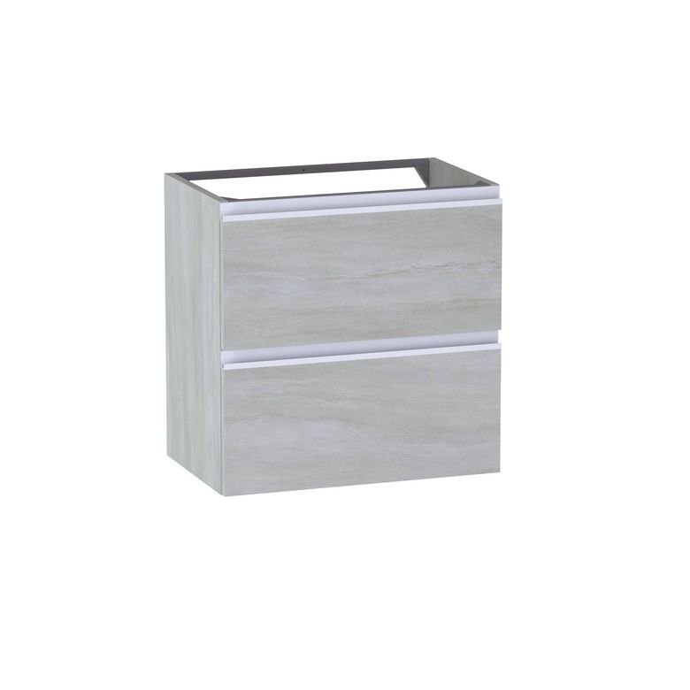 Meuble sous-vasque gain de place L.60 cm, 2 tiroirs, décor naturel FORMEO