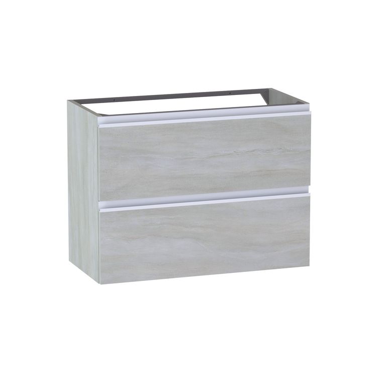 Meuble sous-vasque gain de place L.80 cm, 2 tiroirs, décor naturel FORMEO