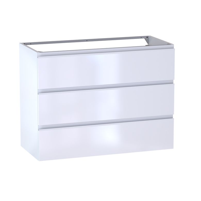 Meuble sous-vasque L.100 cm, 3 tiroirs, décor verni laqué FORMEO