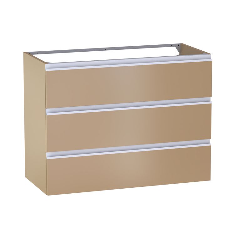 Meuble sous-vasque L.100 cm, 3 tiroirs, décor verni laqué FORMEO