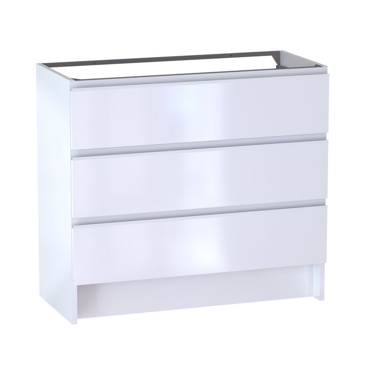 Sous vasque 3 tiroirs reposant Formeo blanc brillant P/bla H90xL100xP45.5 Main Image