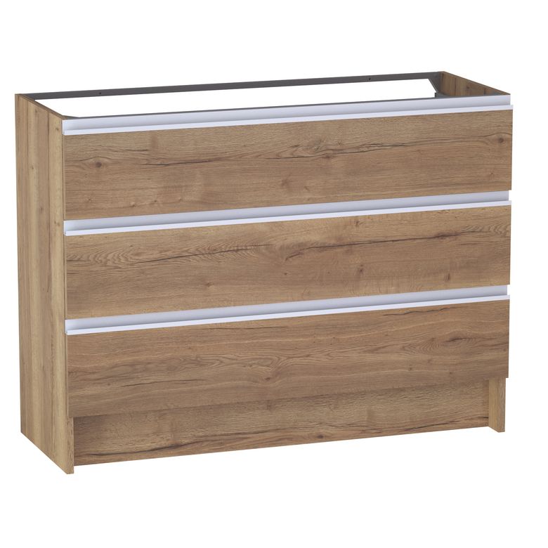 Meuble sous vasque reposant L.120 cm, 3 tiroirs, décor naturel FORMEO