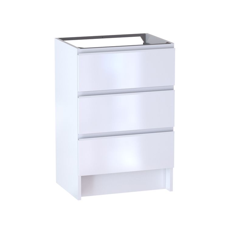 Meuble sous vasque reposant L.60 cm, 3 tiroirs, décor verni laqué FORMEO