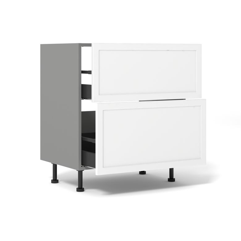 Meuble bas de cuisine 2 tiroirs pour table de cuisson avec hotte intégrée
