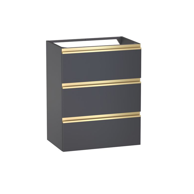 Meuble sous-vasque gain de place L.60 cm, 3 tiroirs, décor uni FORMEO