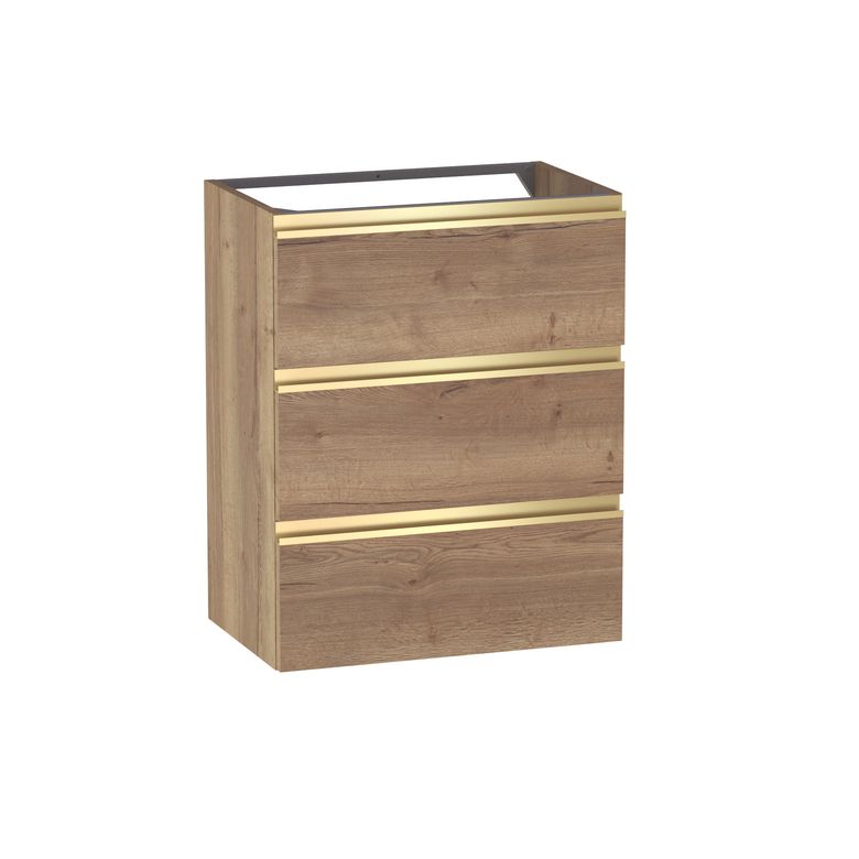 Meuble sous-vasque gain de place L.60 cm, 3 tiroirs, décor naturel FORMEO