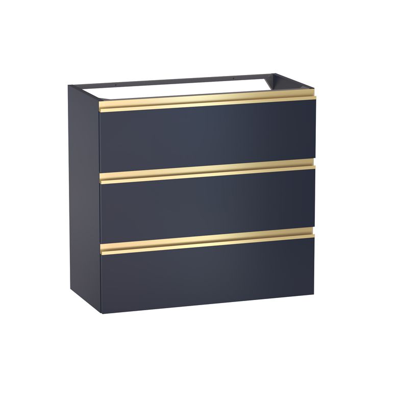 Meuble sous-vasque gain de place L.80 cm, 3 tiroirs, décor verni laqué FORMEO