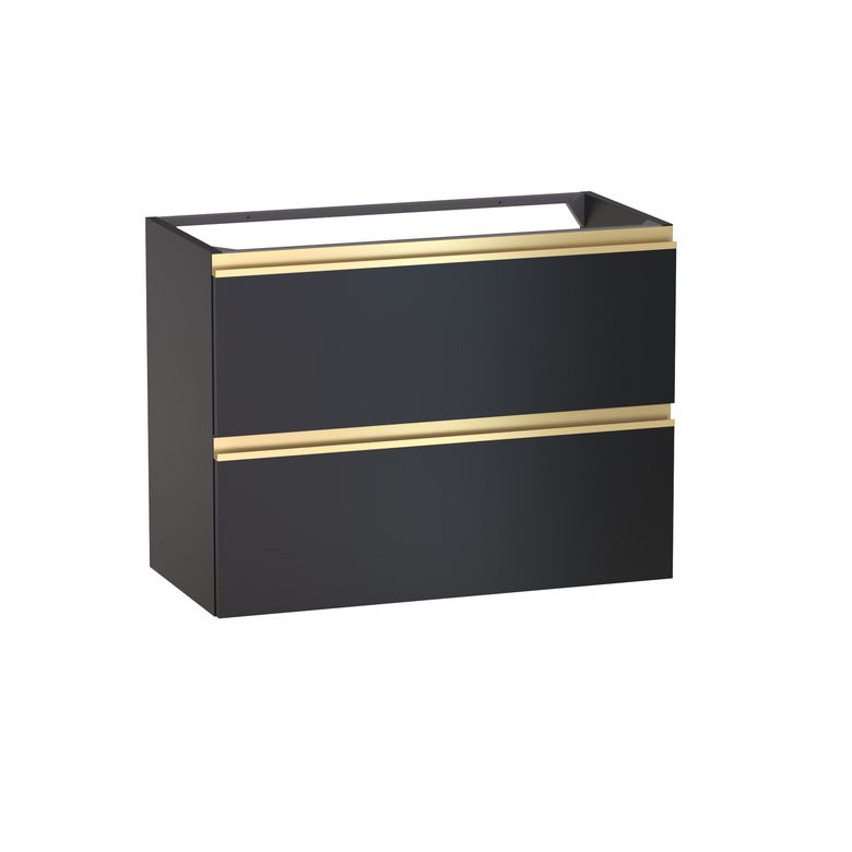 Sous vasque 2 tiroirs gain de place Formeo noir mat P/dor H60xL80xP38.5 Main Image
