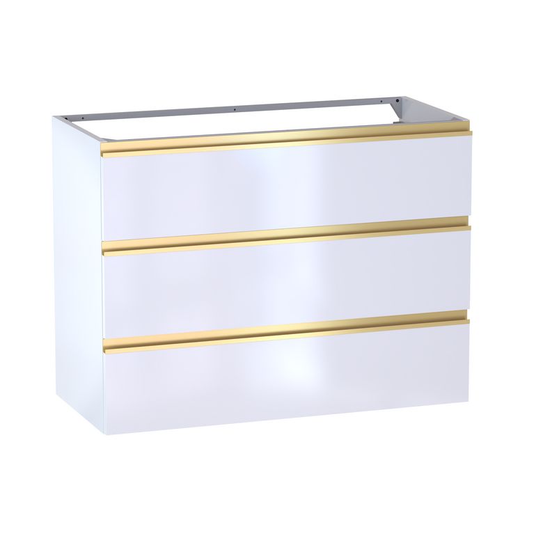 Meuble sous-vasque L.100 cm, 3 tiroirs, décor verni laqué FORMEO