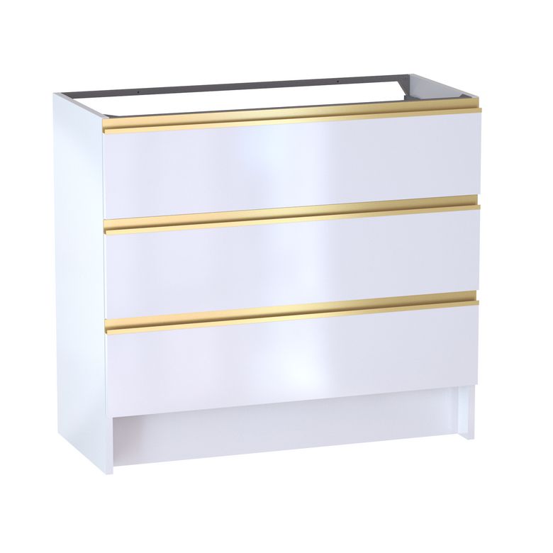 Meuble sous vasque reposant L.100 cm, 3 tiroirs, décor verni laqué FORMEO