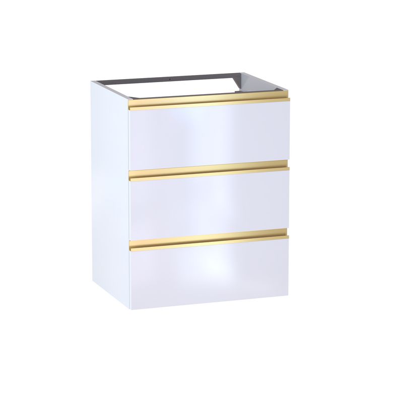 Meuble sous-vasque L.60 cm, 3 tiroirs, décor verni laqué FORMEO