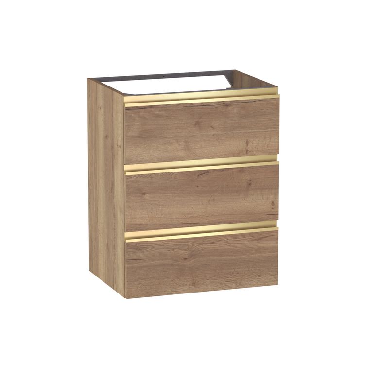 Meuble sous-vasque L.60 cm, 3 tiroirs, décor naturel FORMEO