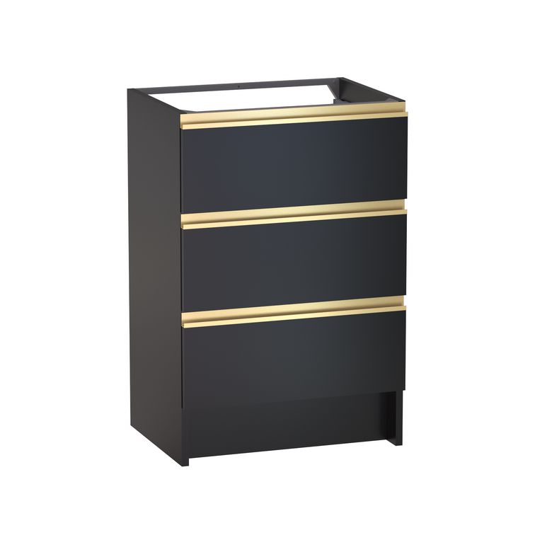 Meuble sous vasque reposant L.60 cm, 3 tiroirs, décor verni laqué FORMEO