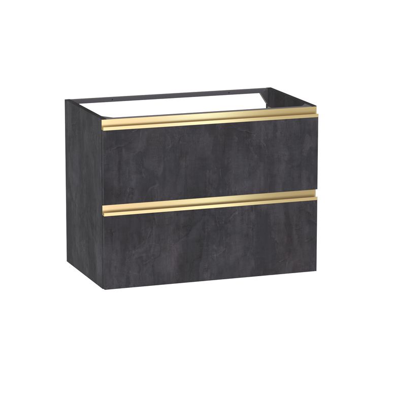Sous vasque 2 tiroirs Formeo ardoise anthracite P/dor H60xL80xP45.5 Main Image