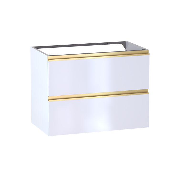 Meuble sous-vasque L.80 cm, 2 tiroirs, décor verni laqué FORMEO