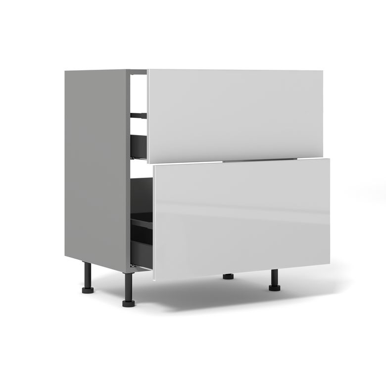 Meuble bas de cuisine 2 tiroirs pour table de cuisson avec hotte intégrée