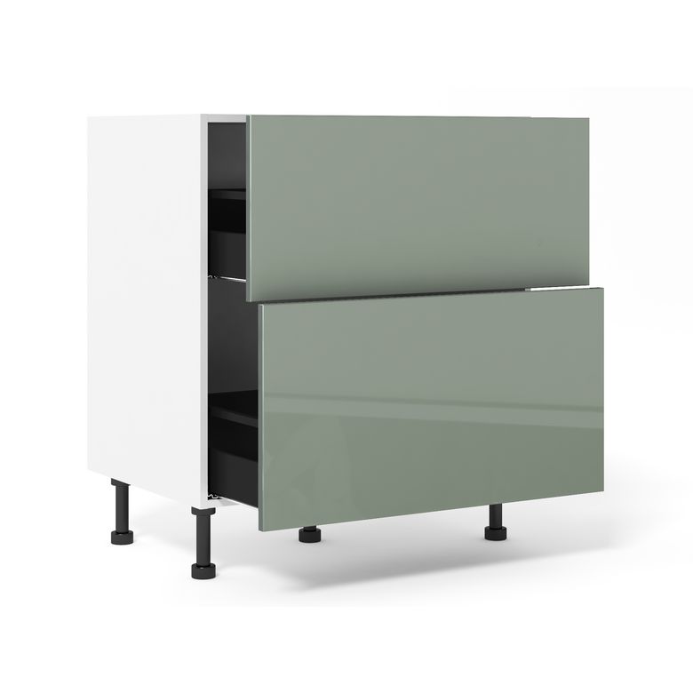 Meuble bas 2 tiroirs range-casseroles inégaux