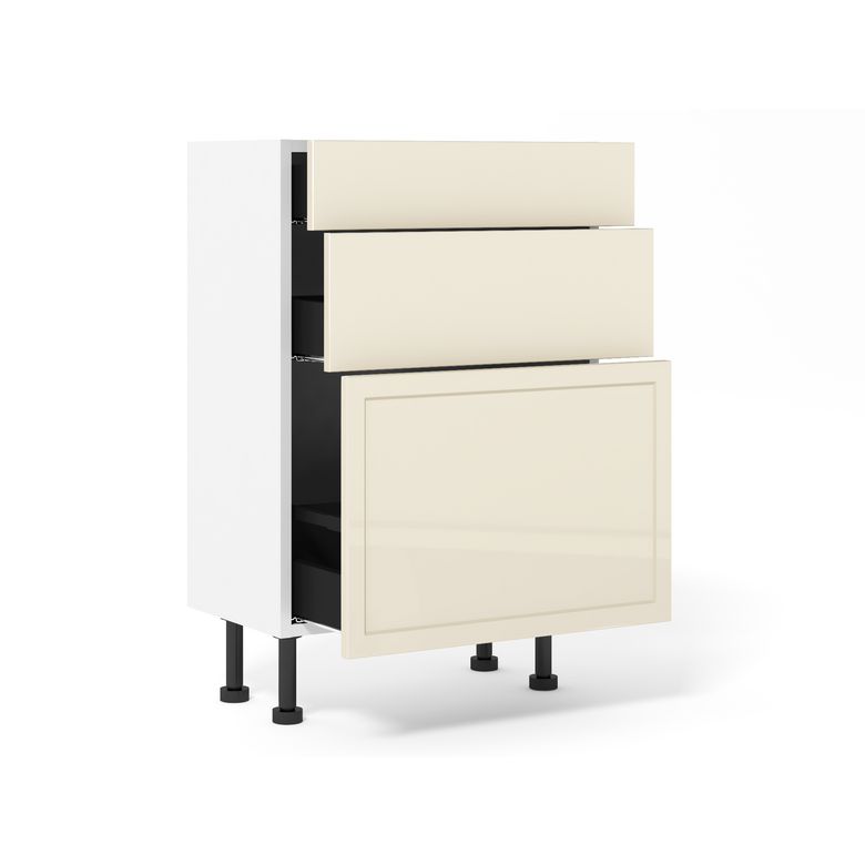 Meuble bas 1 casserolier + 2 tiroirs faible profondeur