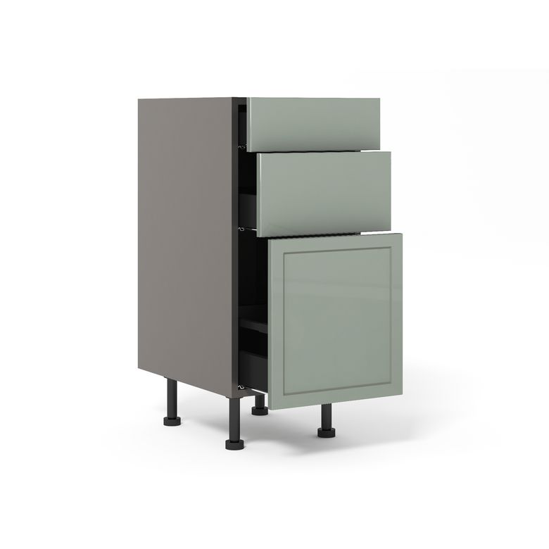 Bas 1 casserolier + 2 tiroirs Perspective céladon brillant H92xL40xP63 Main Image