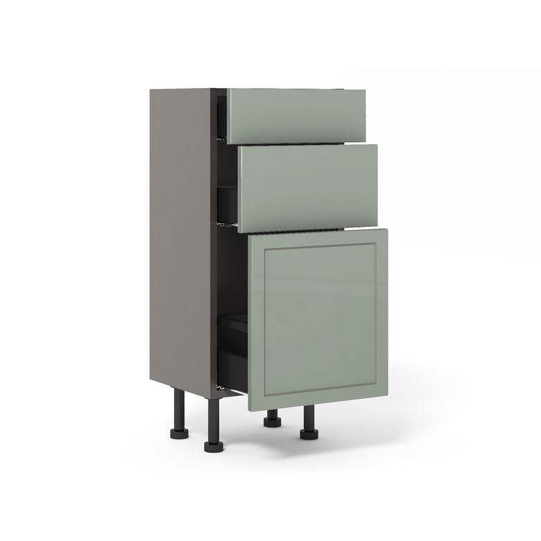 Meuble bas 1 casserolier + 2 tiroirs faible profondeur