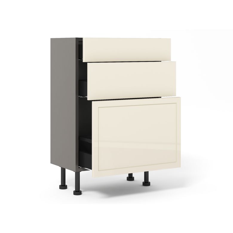 Meuble bas 1 casserolier + 2 tiroirs faible profondeur