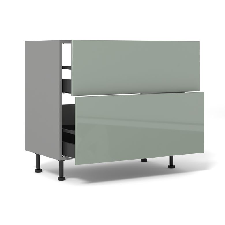 Meuble bas de cuisine 2 tiroirs pour table de cuisson avec hotte intégrée