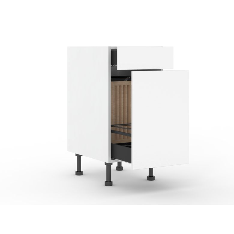 Meuble bas pain et bouteilles 1 porte extractible, 1 tiroir