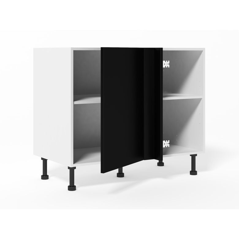 Meuble d’angle bas Twister 2 portes casseroliers, 2 paniers
