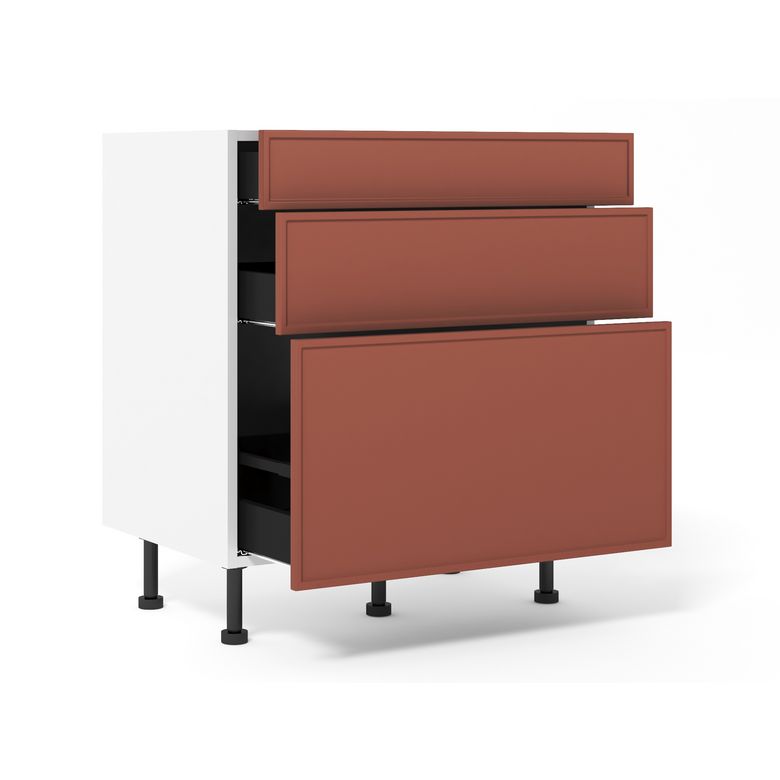 Bas 1 casserolier + 2 tiroirs Contour terracotta mat H92xL80xP63 Main Image