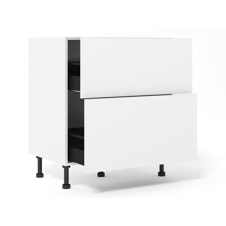 Meuble bas 2 tiroirs range-casseroles inégaux