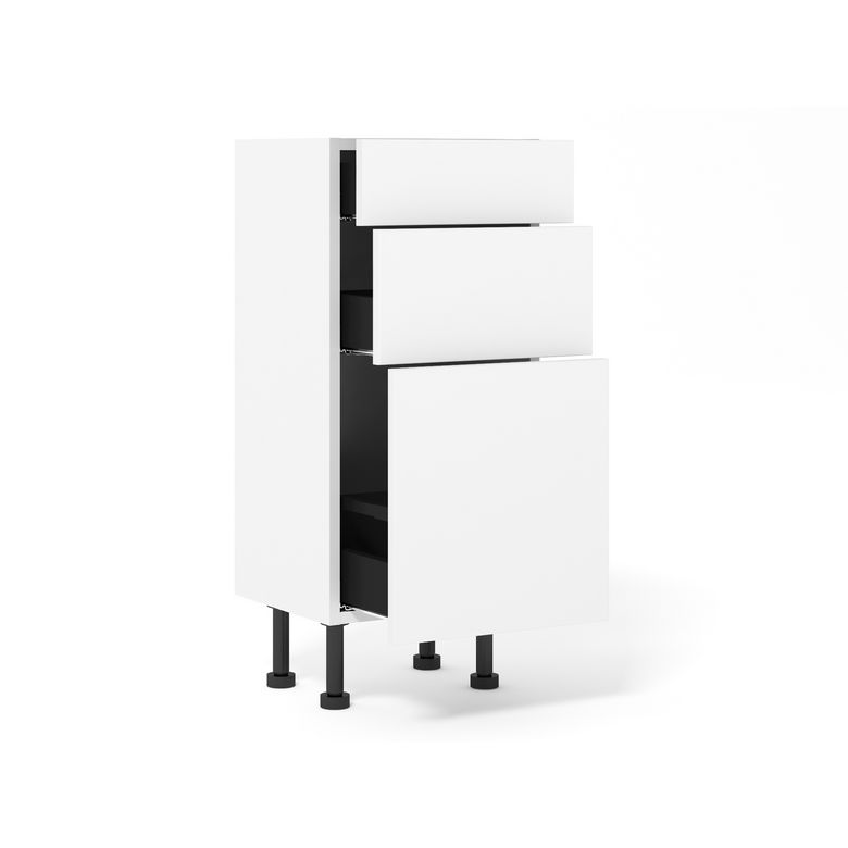 Meuble bas 1 casserolier + 2 tiroirs faible profondeur