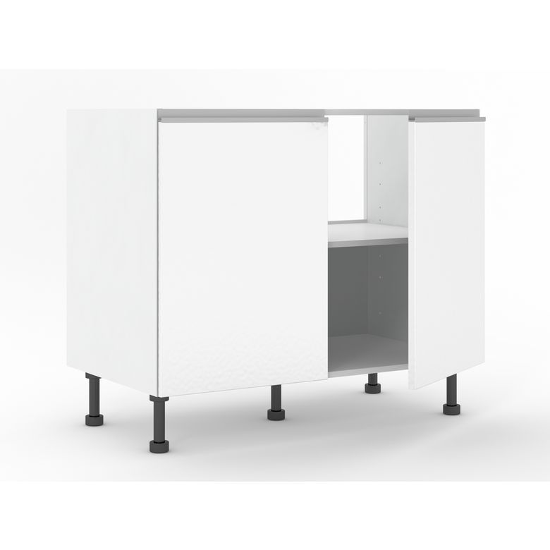Meuble bas sous-évier 2 portes, 1 fond alu