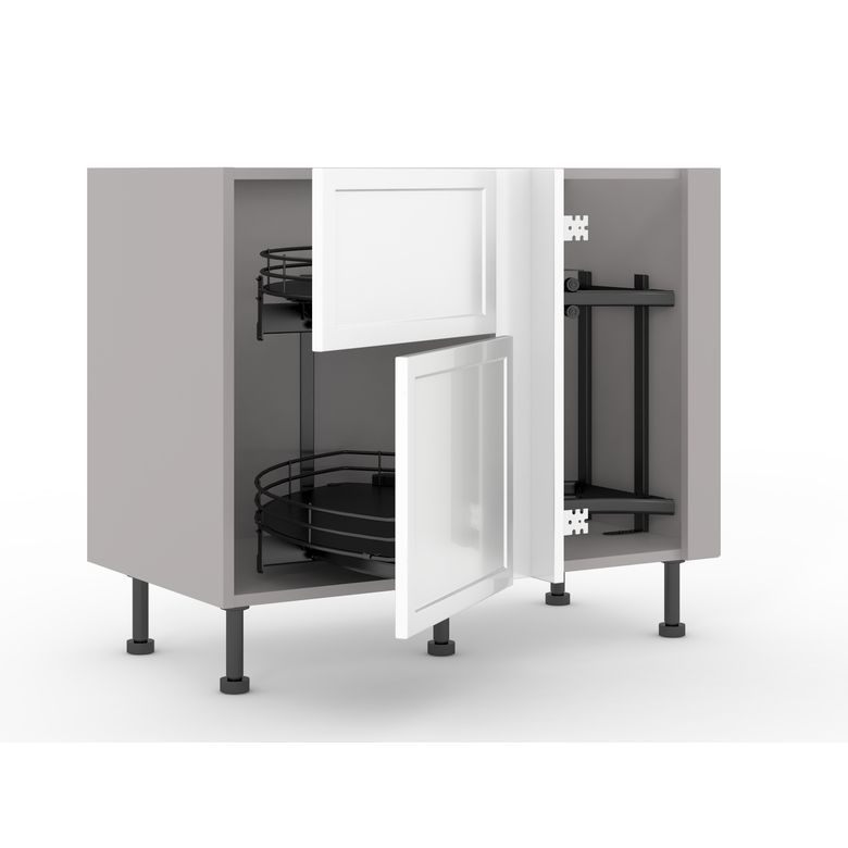 Meuble d’angle bas Twister 2 portes casseroliers, 2 paniers