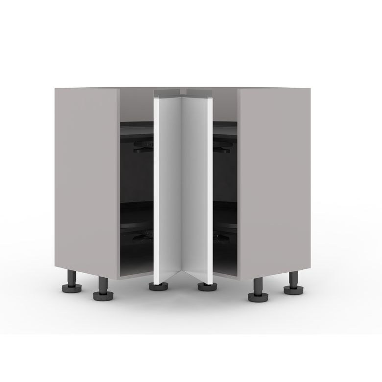 Meuble d’angle 2 portes rentrantes, 2 plateaux tourniquets