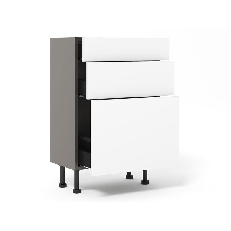 Meuble bas 1 casserolier + 2 tiroirs faible profondeur