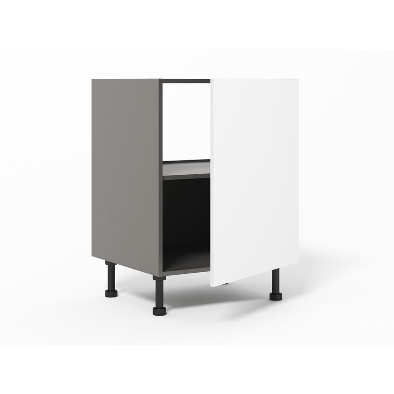 Meuble bas sous-évier 1 porte, 1 tablette, 1 fond alu