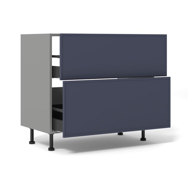 Meuble bas de cuisine 2 tiroirs pour table de cuisson avec hotte intégrée