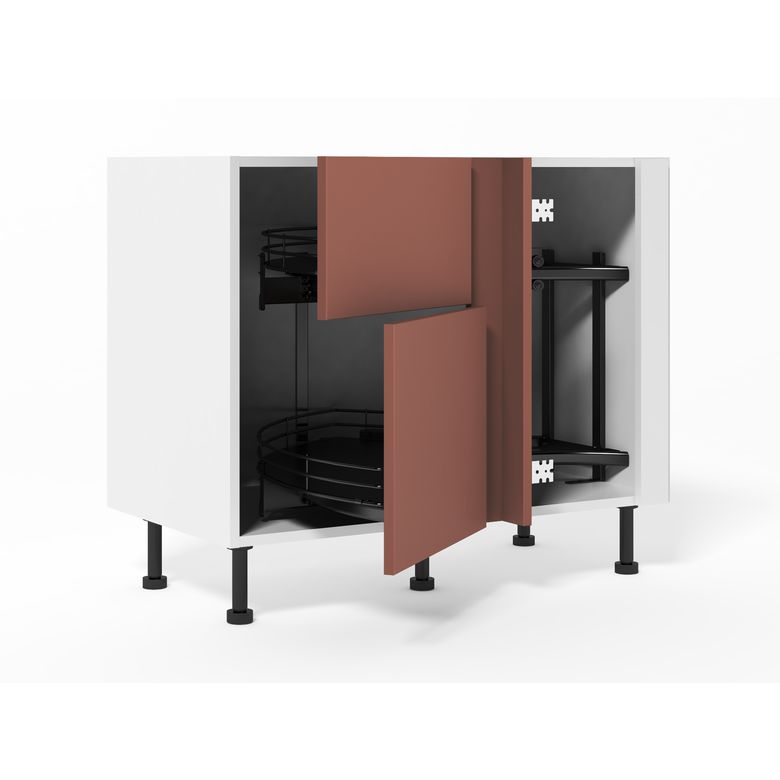 Meuble d’angle bas Twister 2 portes casseroliers, 2 paniers