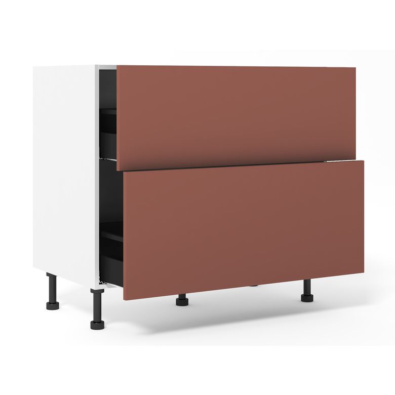 Meuble bas 2 tiroirs range-casseroles inégaux