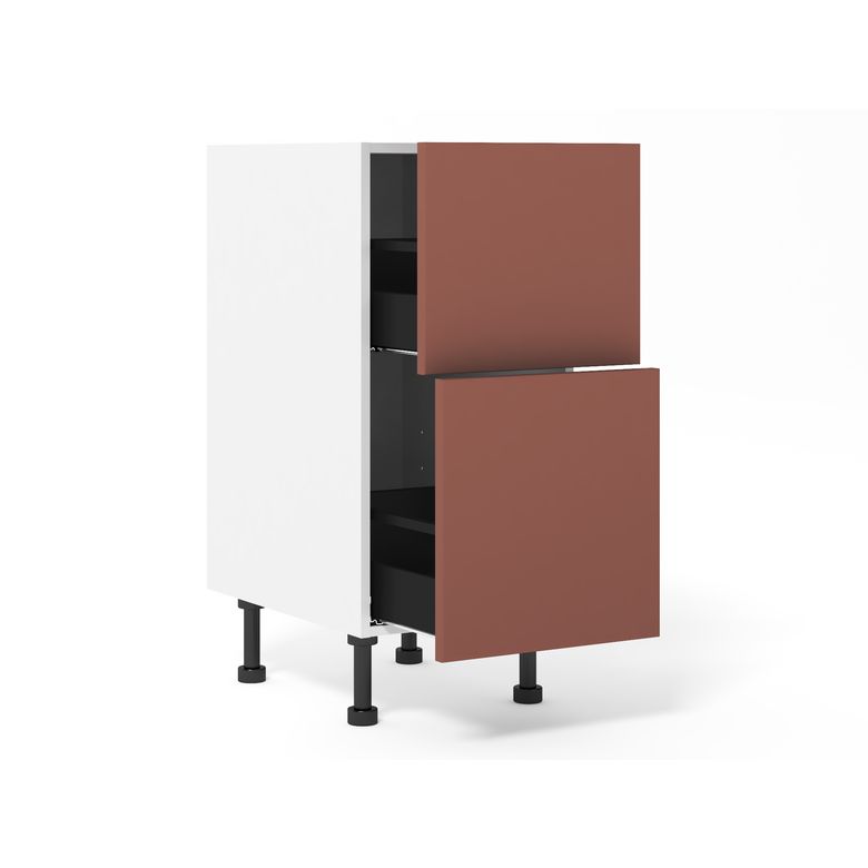Meuble bas 2 tiroirs range-casseroles inégaux