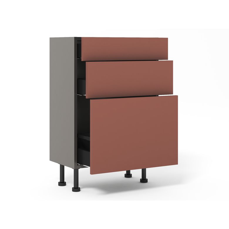 Meuble bas 1 casserolier + 2 tiroirs faible profondeur