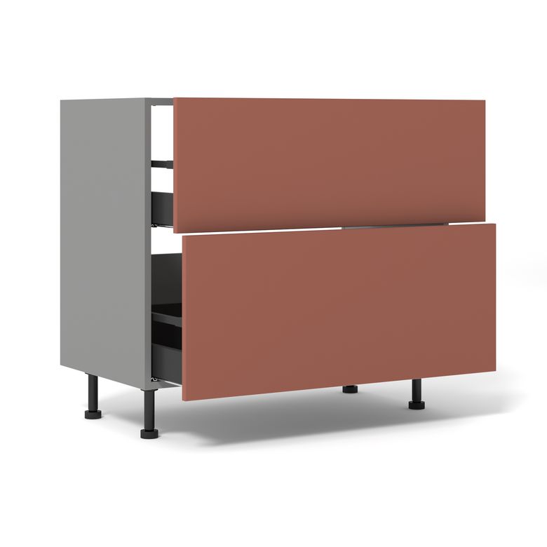 Meuble bas de cuisine 2 tiroirs pour table de cuisson avec hotte intégrée