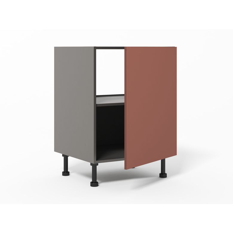 Meuble bas sous-évier 1 porte, 1 tablette, 1 fond alu