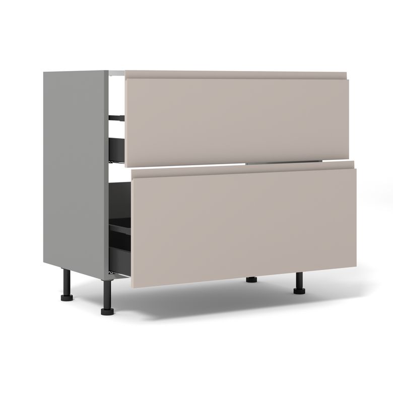 Meuble bas de cuisine 2 tiroirs pour table de cuisson avec hotte intégrée