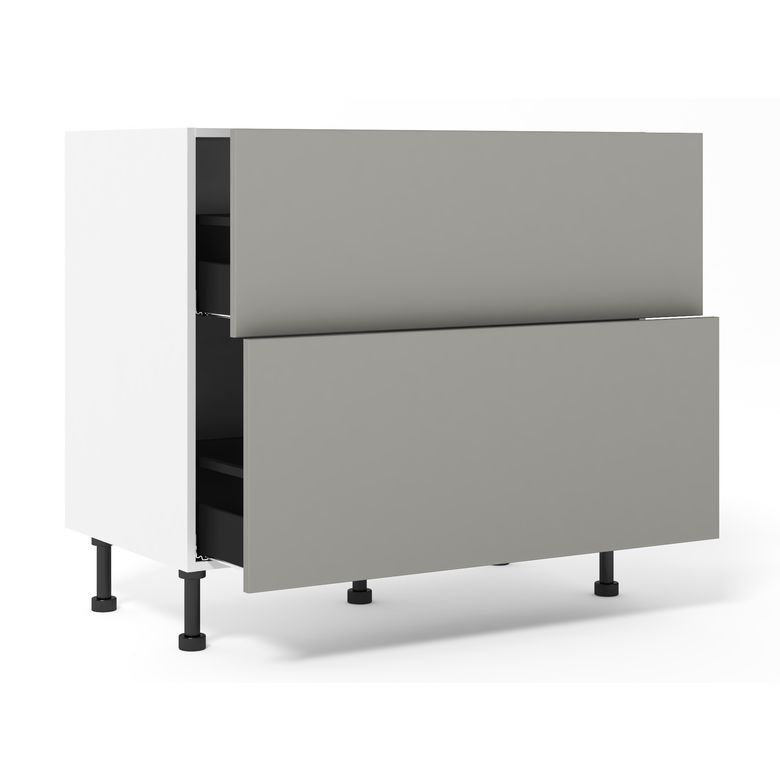 Meuble bas 2 tiroirs range-casseroles inégaux